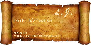 Leif Jávorka névjegykártya